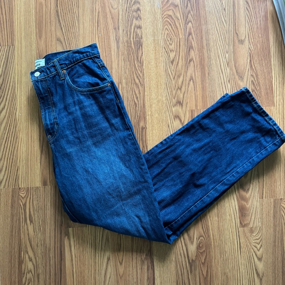 Reformation Elan Ultra High Rise Straight Jean in Baltic